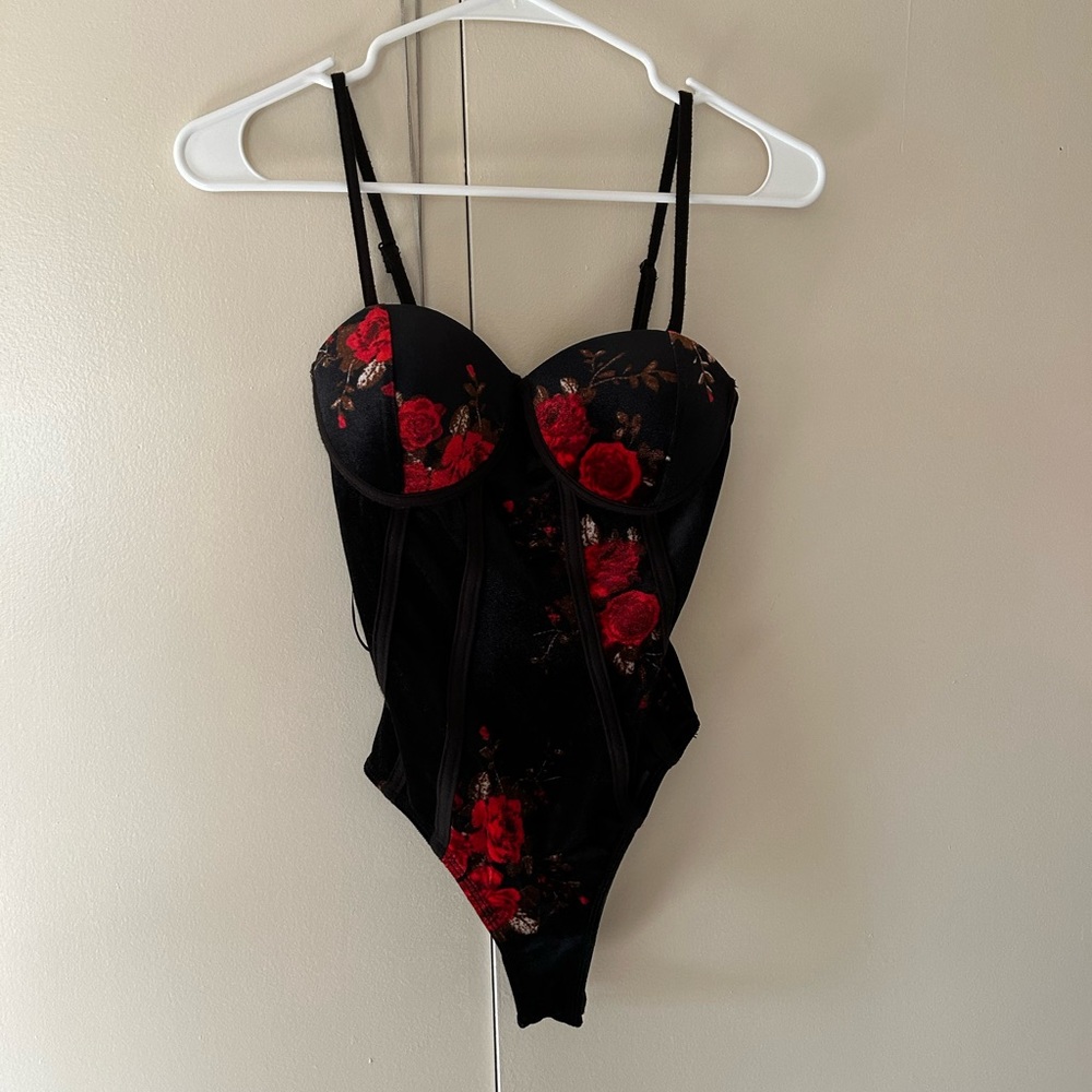 velvet patterned bodysuit